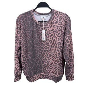 Sundry Size S (4-6) Pink Grey Animal‎ Print Crew Neck Pullover Top NWT